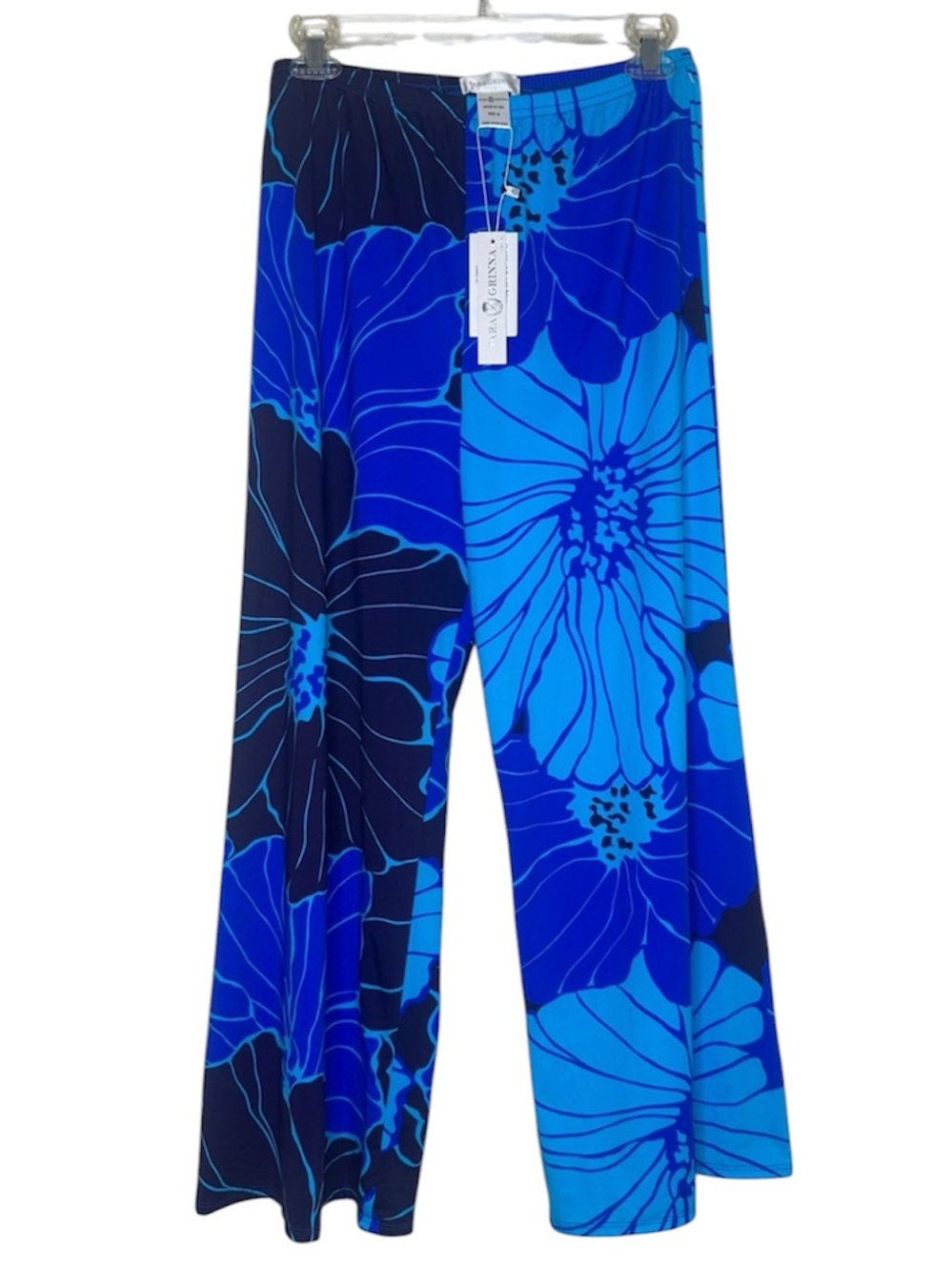 🎉 TARA GRINNA $154 Castel Gandolfo ankle palazzo Blue Floral Wide-Leg Pants NWT
